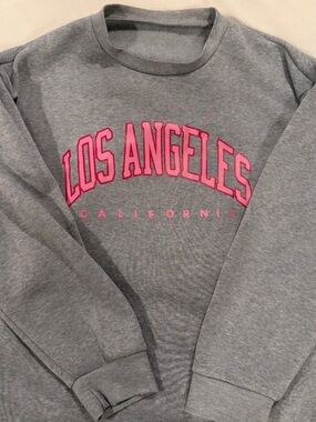 Los Angeles Grey Sweatshirt with Pink Logo